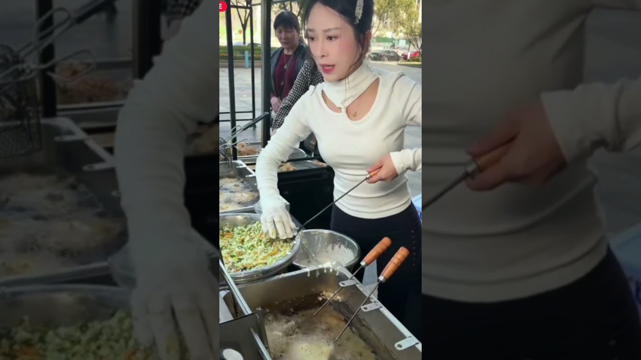 The process of making Chinese floating rice cakes