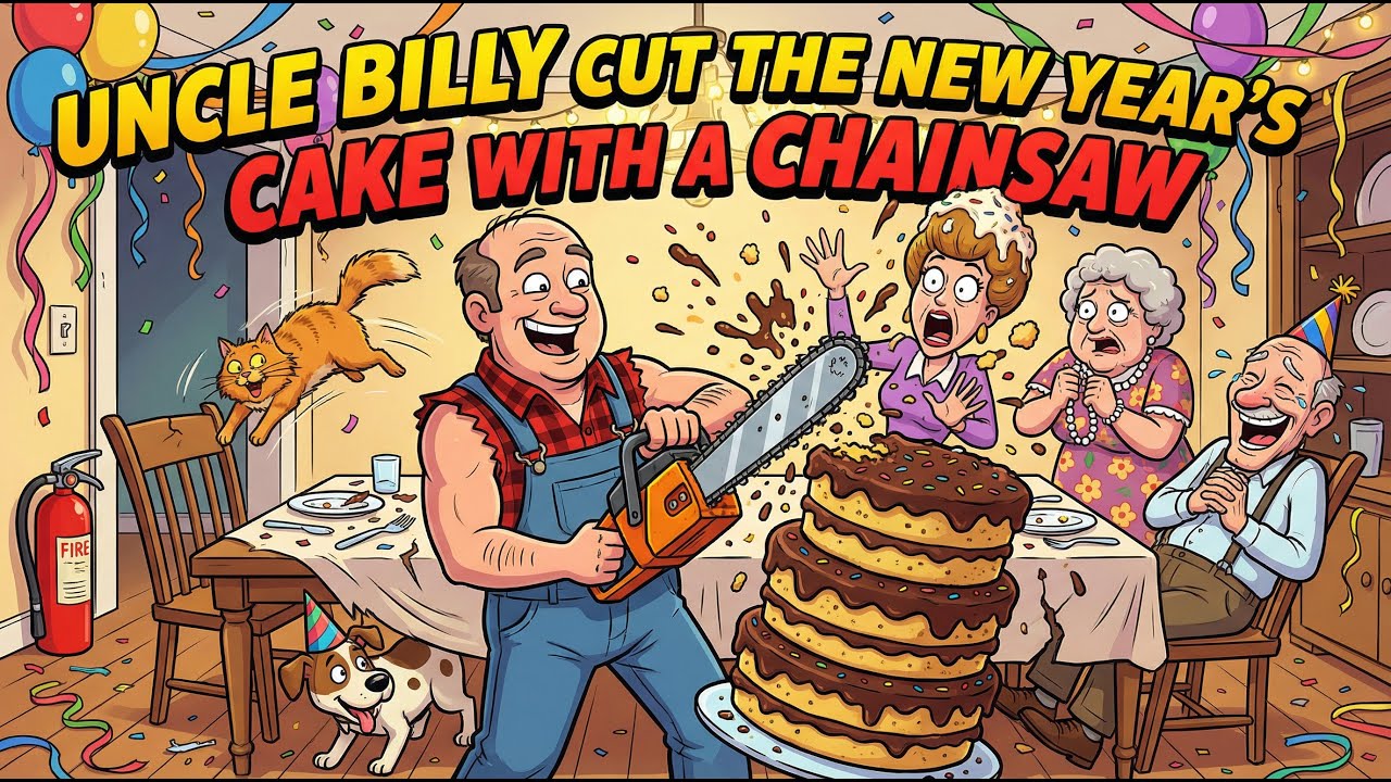 Uncle Billy Used a Chainsaw to Cut the New Year’s Cake  - Funny Country Song 🎂🪚🤣