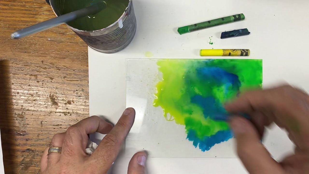How to use watercolor crayons in printmaking