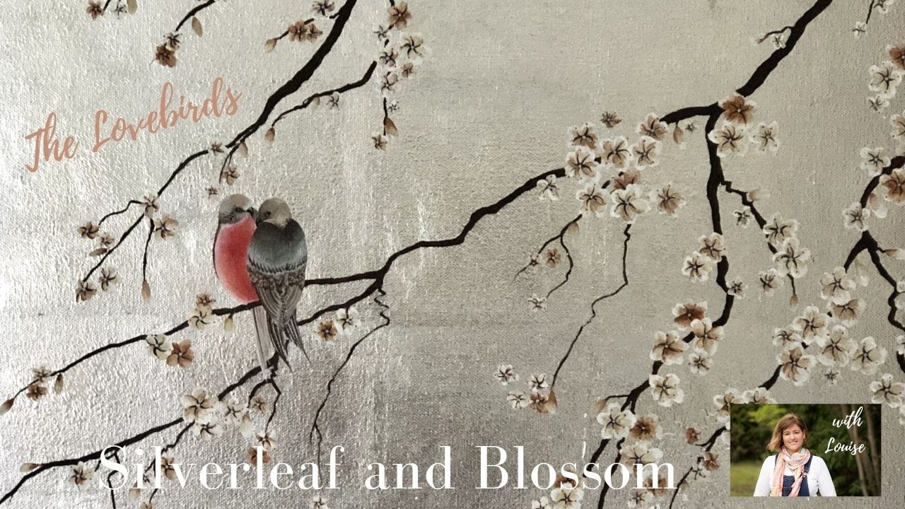 How to paint a beautiful silverleaf canvas with blossom and birds