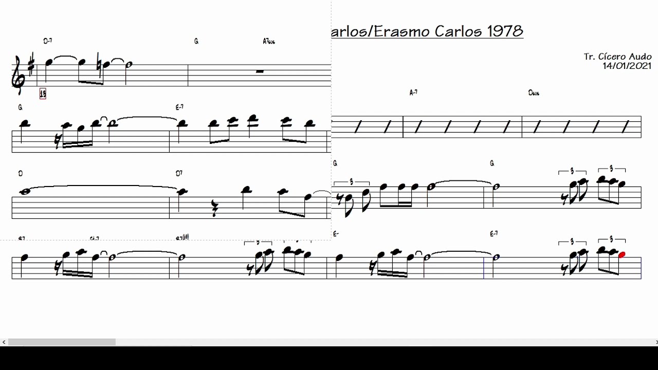 Café da Manhã - Roberto Carlos e Erasmo Carlos 1978 (Sax Tenor Bb) [Partitura playback]