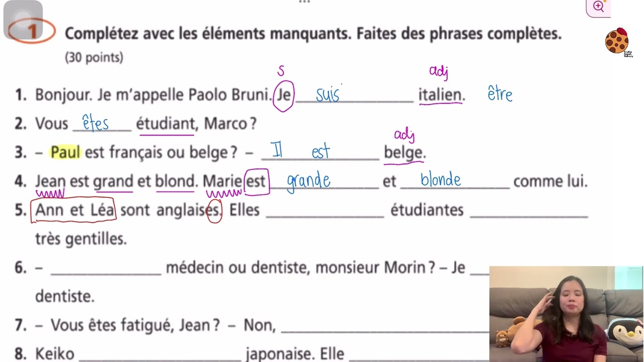 แบบฝึกหัดภาษาฝรั่งเศส ระดับ A1 🇫🇷