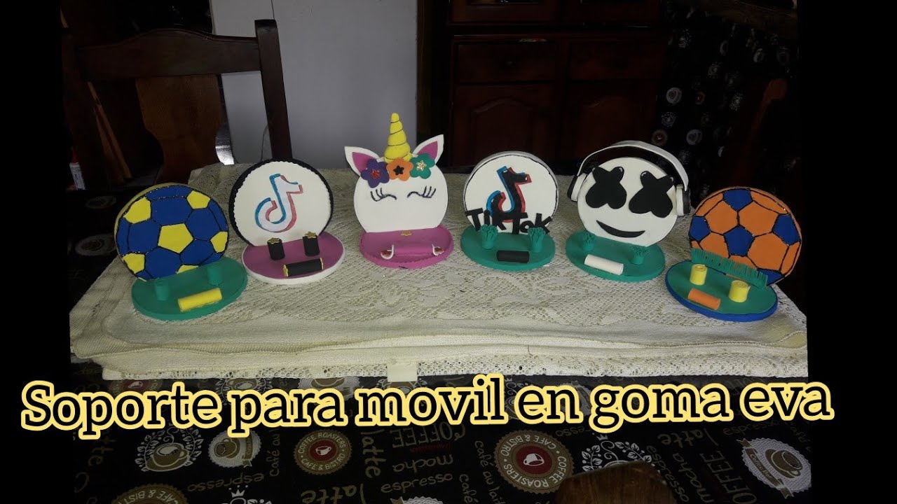 Como hacer porta celular o soporte para celular  en goma eva .fomi .foami