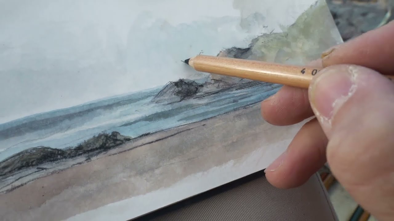 A quick sketch during a windy day at the Seaside watercolor - The Life of a painter, Juan Bosco EP42
