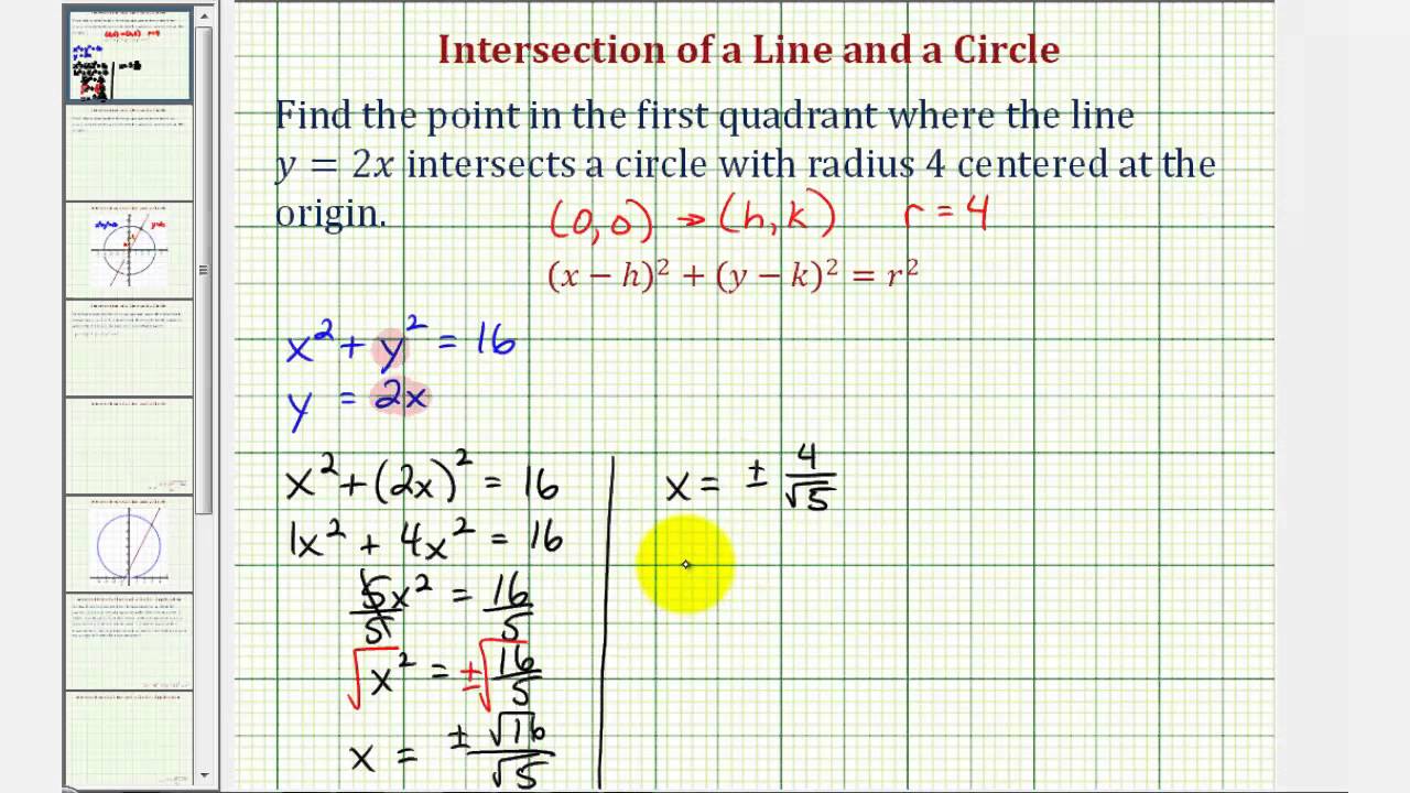 Ex 1: Find a Point of Intersection of a Line and a Circle