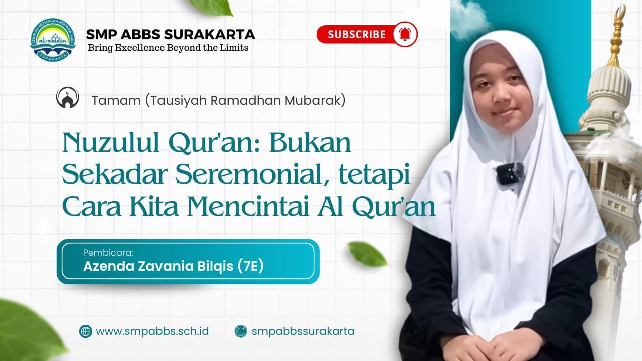 NUZULUL QUR'AN : BUKAN SEKEDAR SEREMONIAL, TETAPI CARA KITA MENCINTAI AL QUR'AN || AZENDA ZAVANIA B.