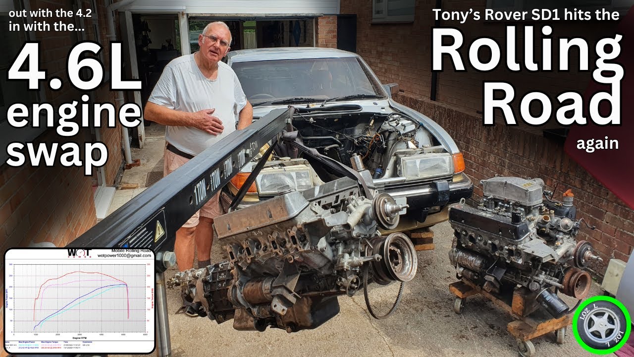 Rover SD1 4.6L Dyno Pull, Tornado Systems, Rolling Road, TVR engine, V8 Developments Top Hat Block
