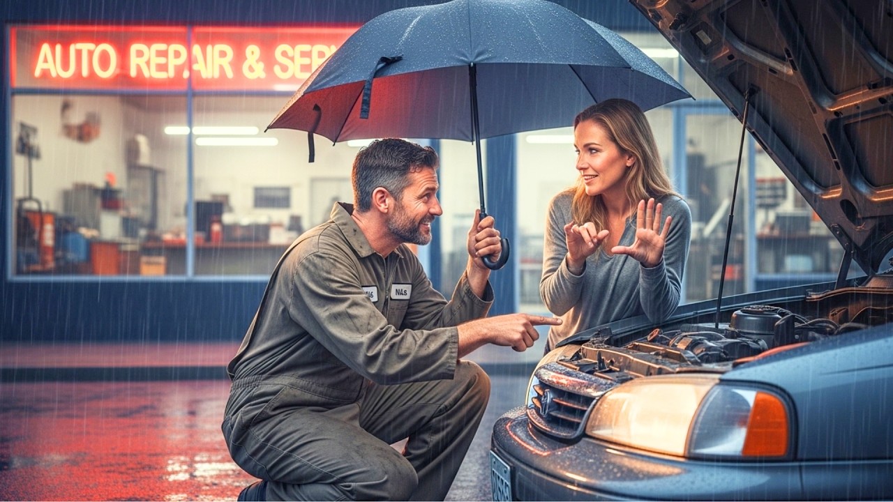MECÁNICO HUMILDE AYUDÓ A MADRE SORDA EN LA LLUVIA... SIN SABER QUE ERA LA DUEÑA DEL TALLER