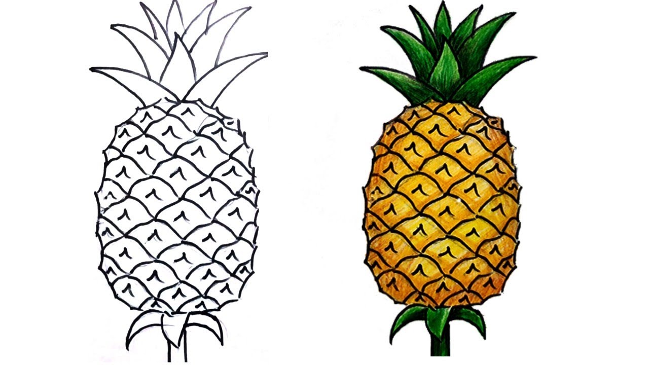 how to draw pineapple step by step (very easy)