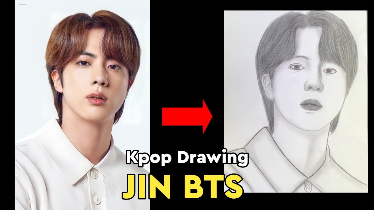 Drawing Jin BTS || Kpop Drawing with Pencil | Realistic Fan Art Tutorial