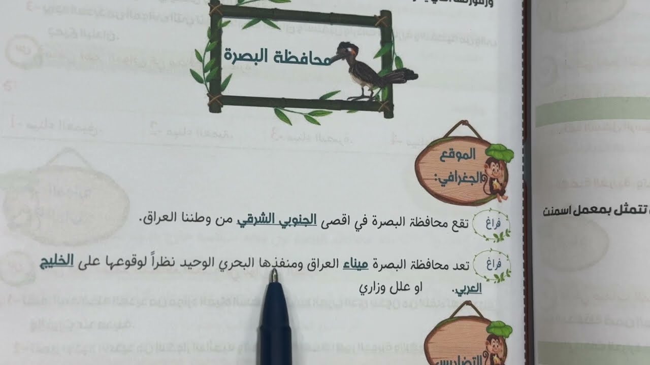 ملخص محافظة البصرة للصف سادس الابتدائي مع الاسئلة الوزارية