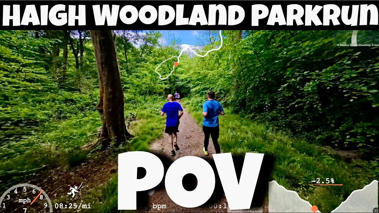 Haigh Woodland Parkrun Full Course POV With On Screen Stats