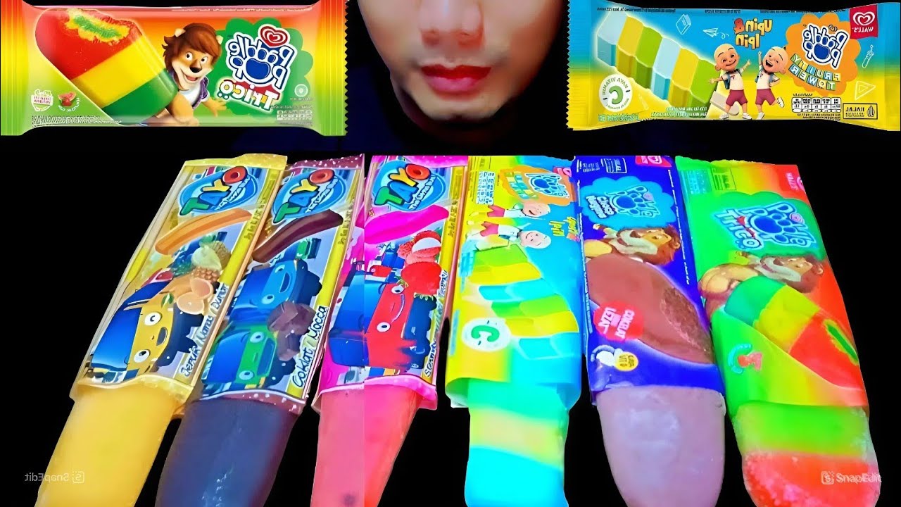 ASMR ICE CREAM PADDLE POP🌈🩷UPIN DAN IPIN, CHOCO MAGMA, TRICO, FRUITY TOWER, TAYO NANAS,TAYO SEMANGKA