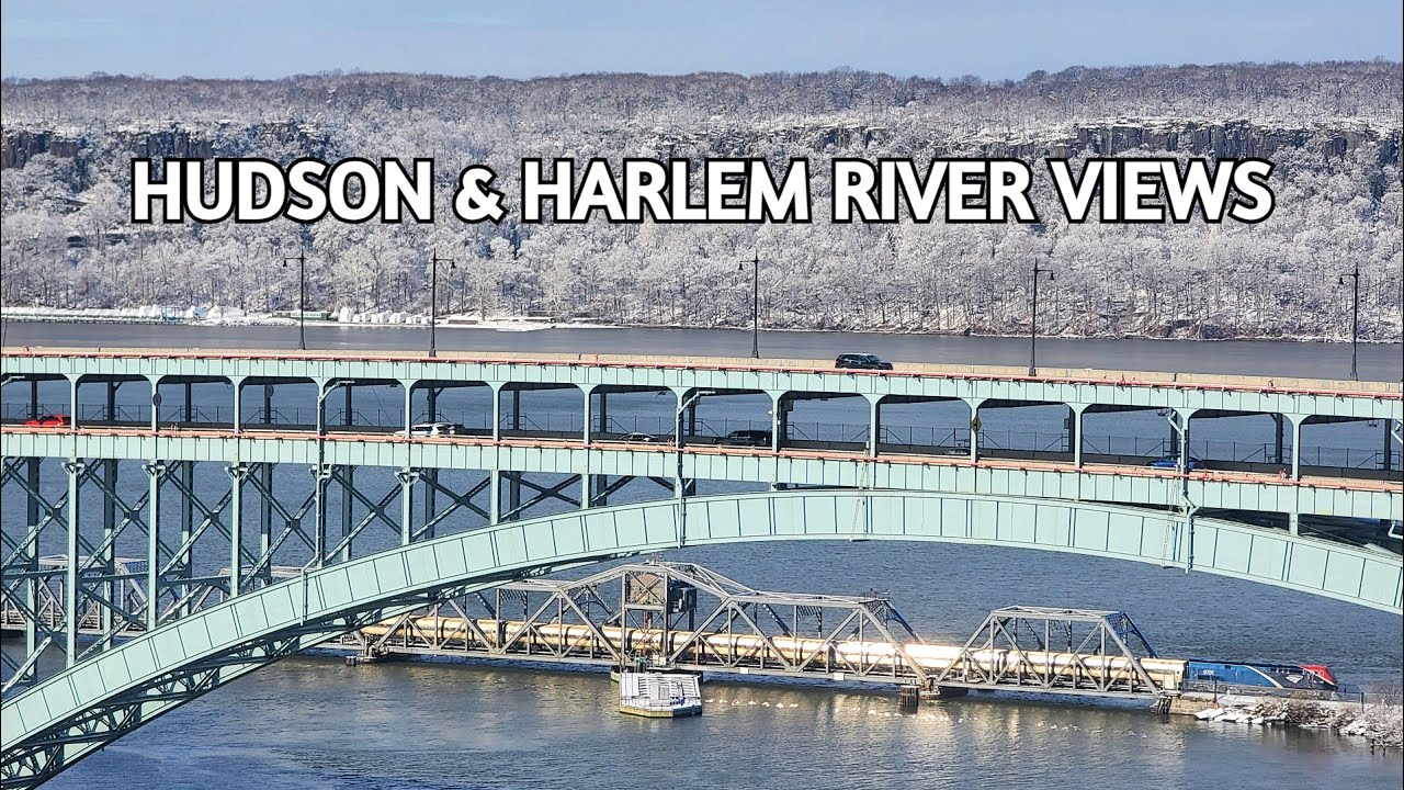 🔴NYC TRAIN CAM🚆Amtrak Along the Frozen Hudson & Harlem Rivers + City Sounds ASMR