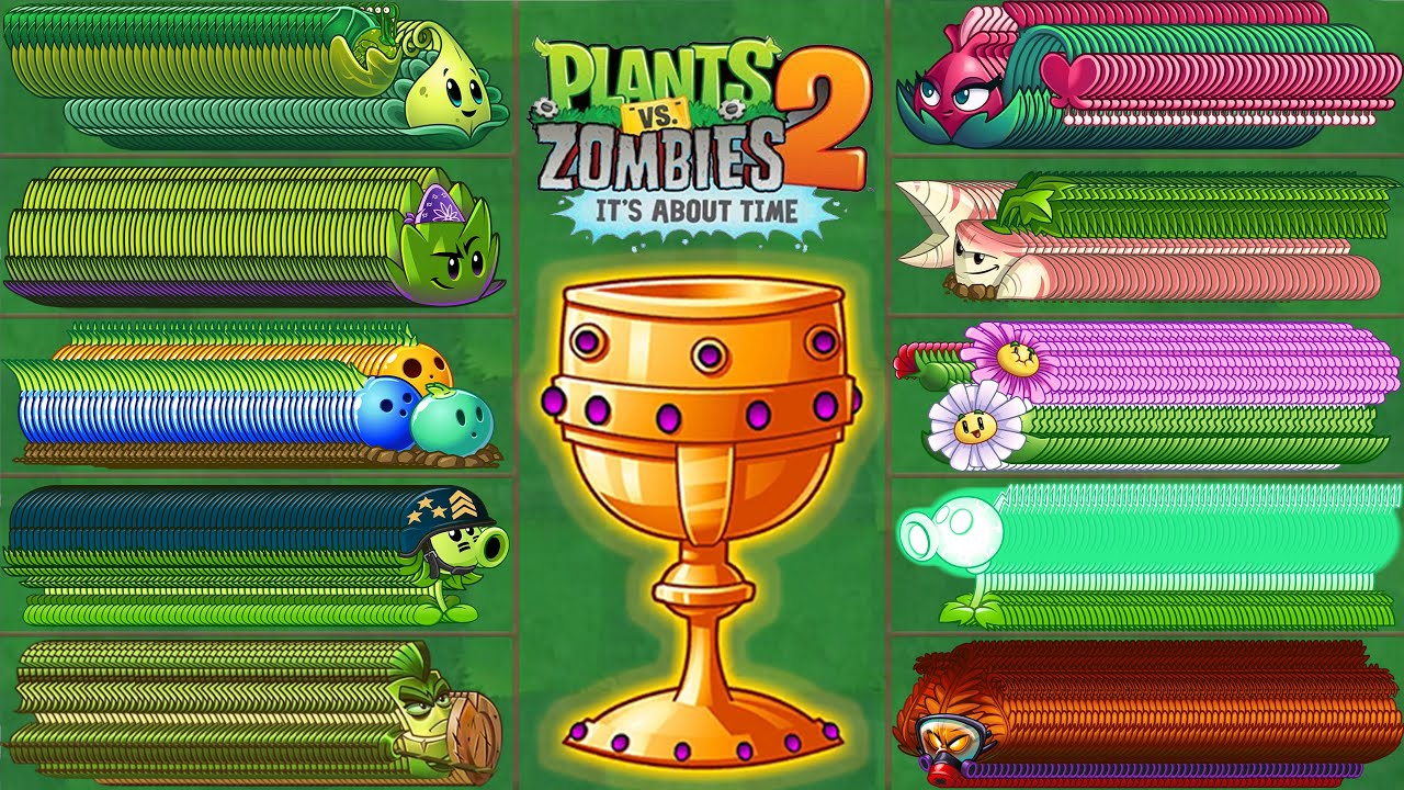 PvZ 2 Tournament - 50 Plants vs Zombies Max Level - Who is strongest? Plants vs Zombies 2