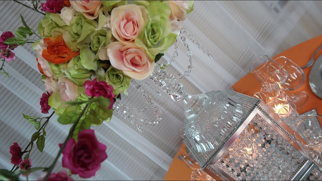 Dollar Tree DIY: How to Create a Cascading Crystal Tall Centerpiece