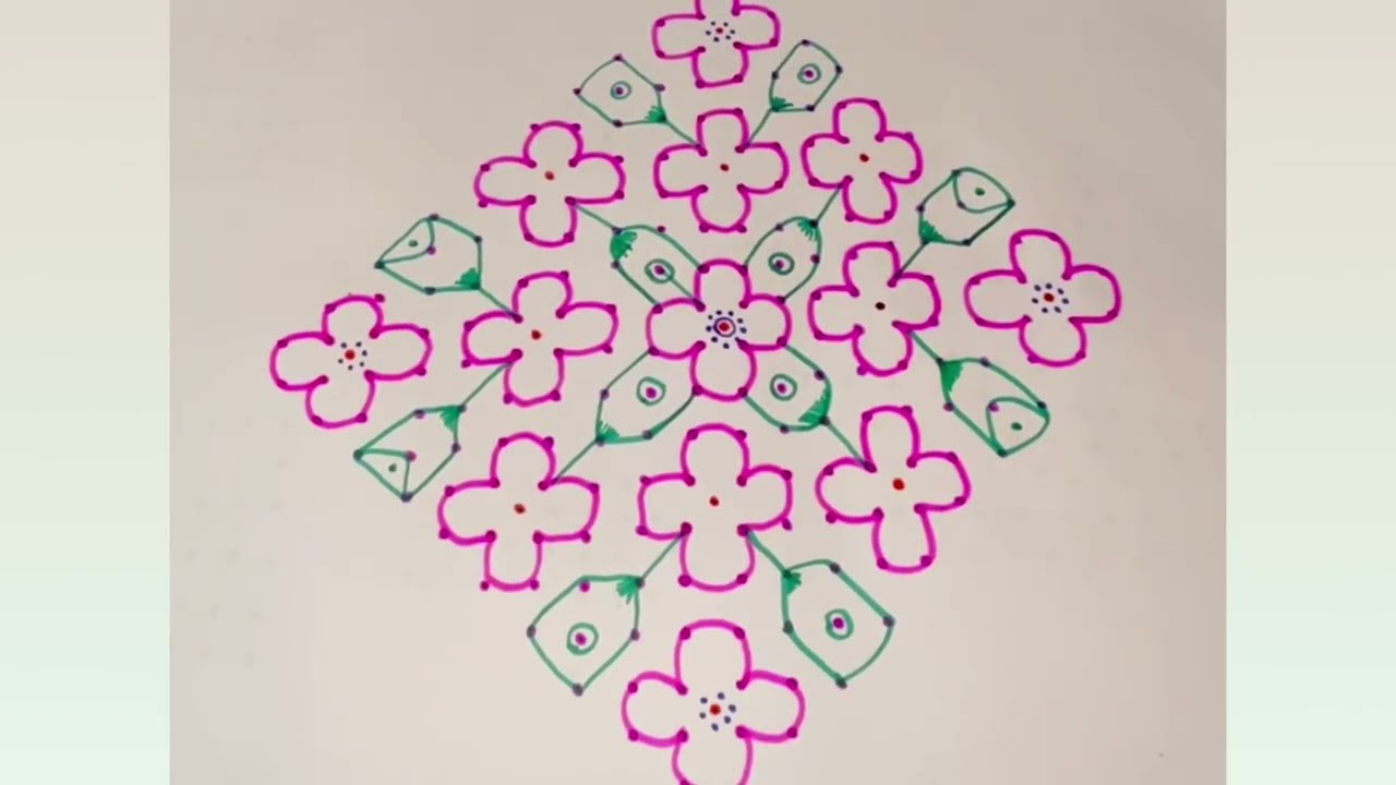 Simple Big Rangoli design 🌺🌼🌸 Easy Rangoli ☘️