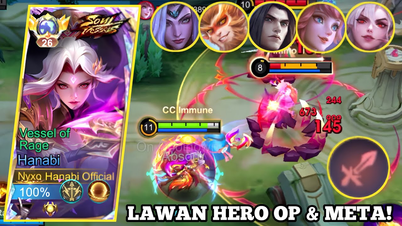 HANABI LAWAN HERO OP PAKAI EMBLEM FIGHTER OP BANGET! HANABI BEST BUILD TERSAKIT - MLBB