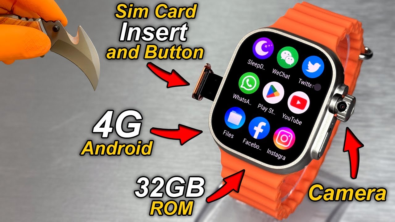 DW100 Ultra 4G Android SmartWatch With SimCard Insert & Camera⚡️3GB RAM + 32GB ROM + HotSpot⚡️
