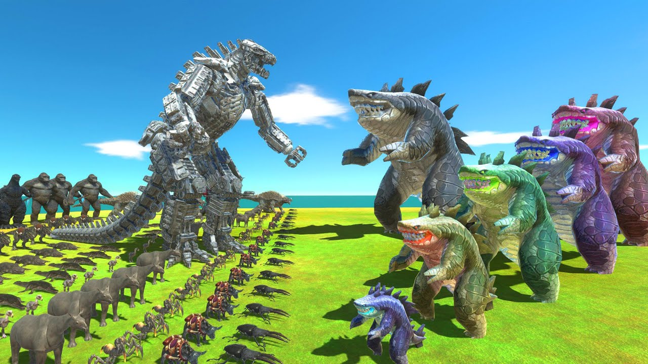 Sharkjira Of Evolution VS Dark Team - Animal Revolt Battle Simulator