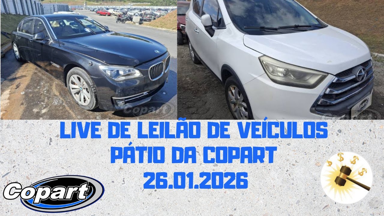 LIVE DE LEILÃO DE VEÍCULOS NA COPART 26.01.2026