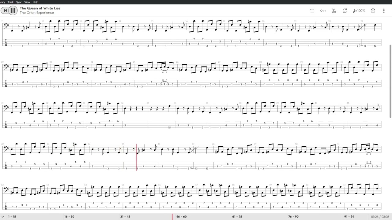 The Queen of White Lies - The Orion Experience (bass tabs/cover)