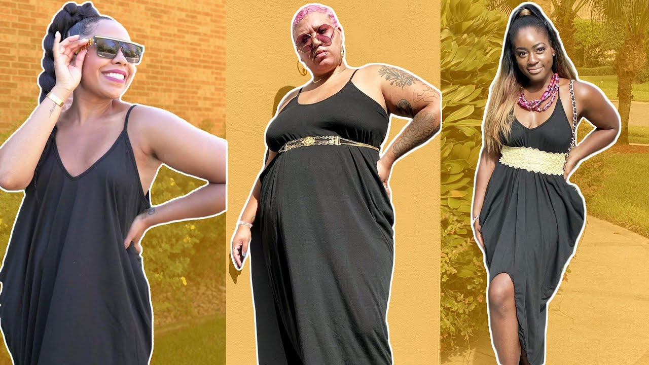 Women Try One-Size-Fits-All Black Owned Maxi Dress