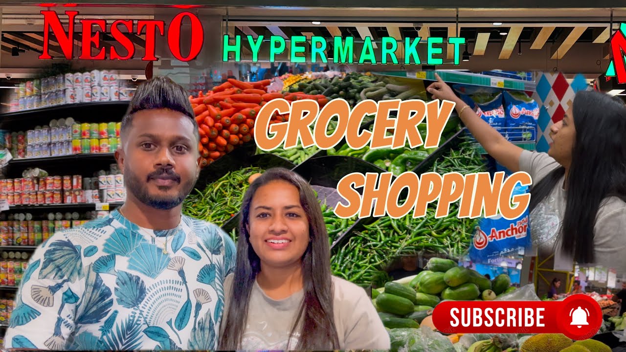 ඩුබායිවල සතියකට කෑම වලට යන වියදම | Dubai Grocery Shopping 🇦🇪 #dubai #nestohypermarket #dubailife