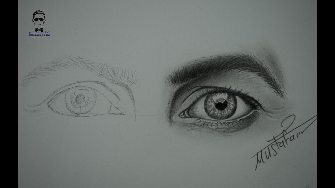 تعلم رسم العيون تخطيط وتظليل العين بشكل بطيء how to draw eyes