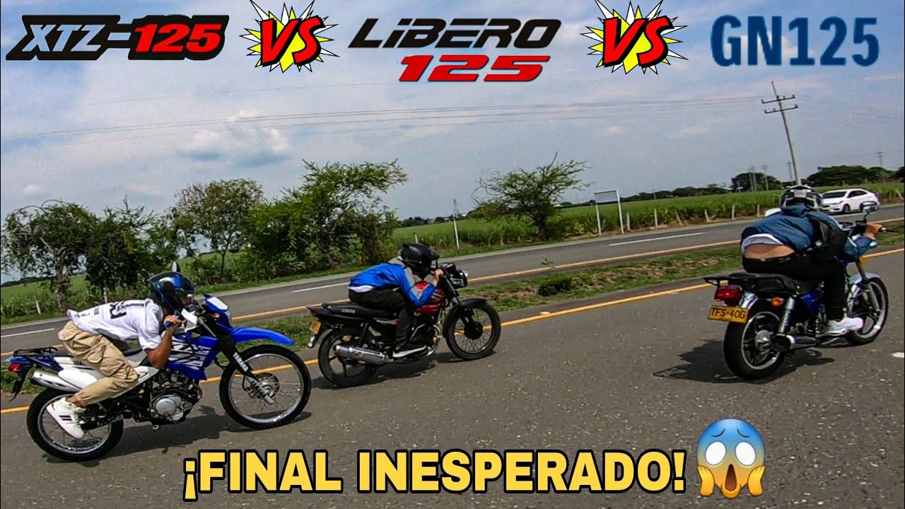 ¡BATALLA ÉPICA! 😱🔥Suzuki GN 125 VS Yamaha XTZ 125 VS Yamaha Libero 125 Drag Race