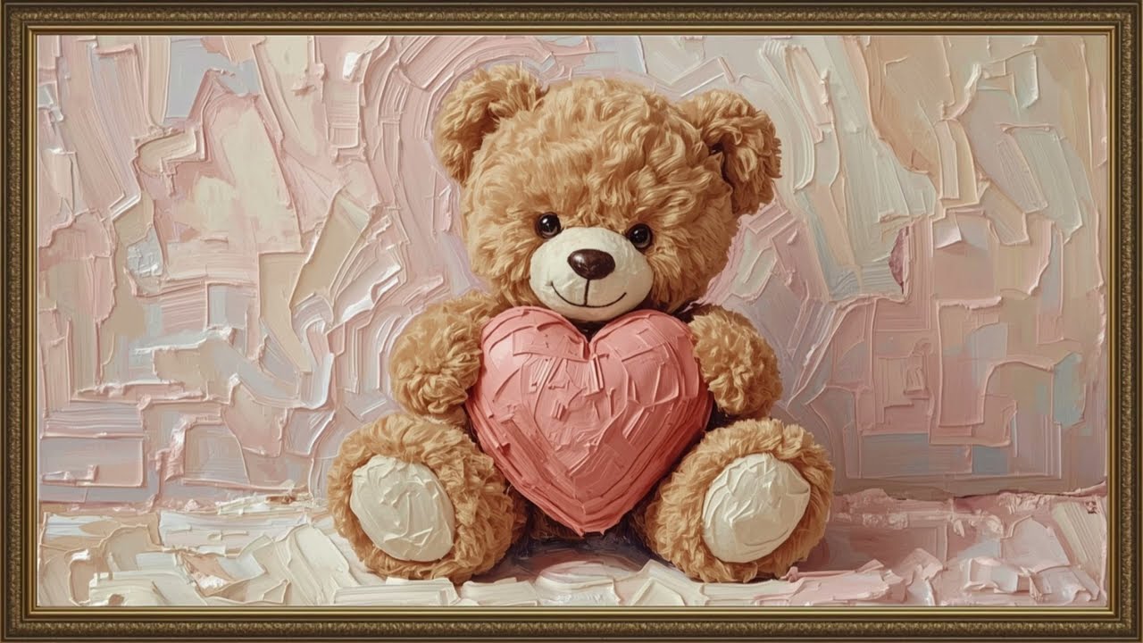 Valentine Teddy Bear Frame TV Art Screensaver 4K | Romantic Valentine TV Background with Love Art
