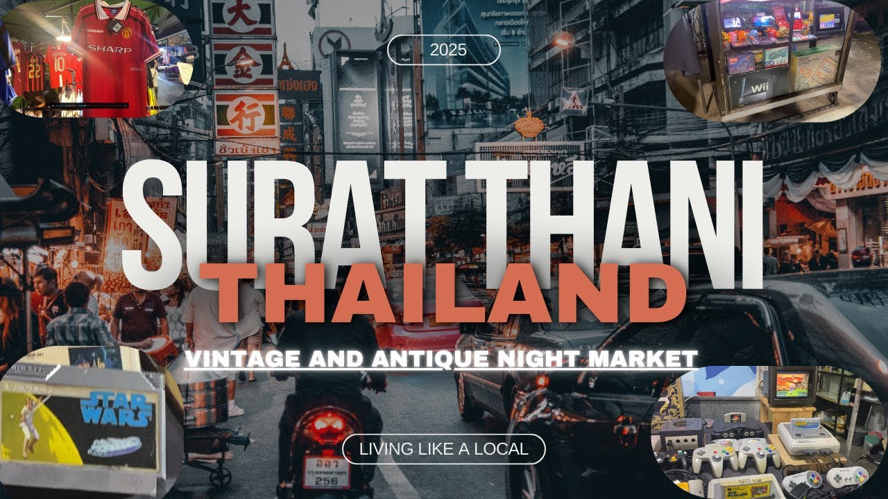 Vintage and antique night market in Surat Thani Thailand