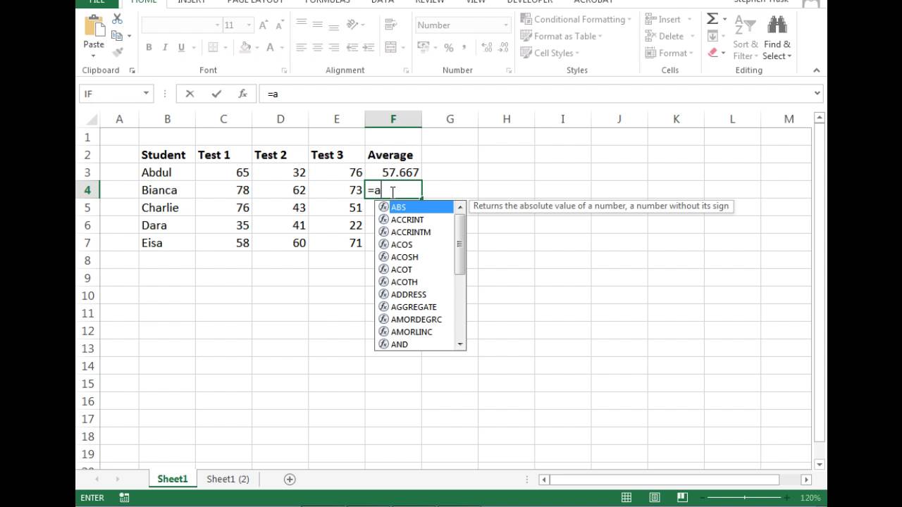 Excel - Average function explained