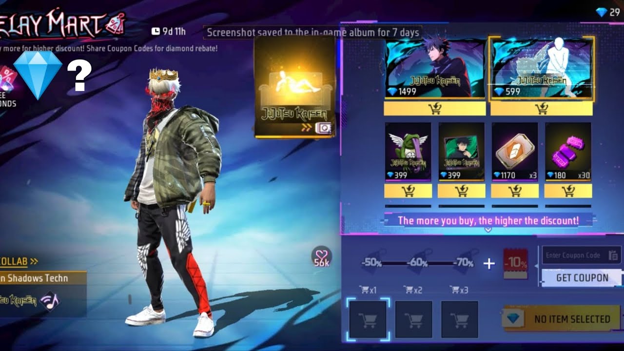 I Got New Relay Mart - Megumi Fushiguro Bundle in Free Fire Indonesia Server 🇮🇩🤞