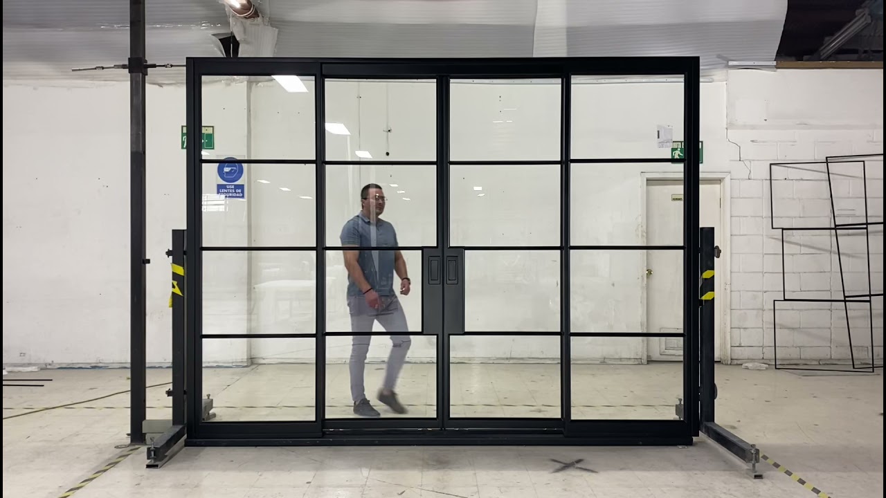 Interior Decor Idea | Black Framed Glass Wall with Sliding Doors | Industrial Modern Design