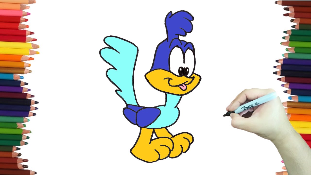 Como dibujar al corre caminos de baby looney tunes paso a paso y muy facil