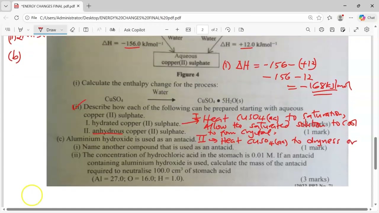 Energy Changes. K.c.s.e 2022 Chemistry pp2, Q.7