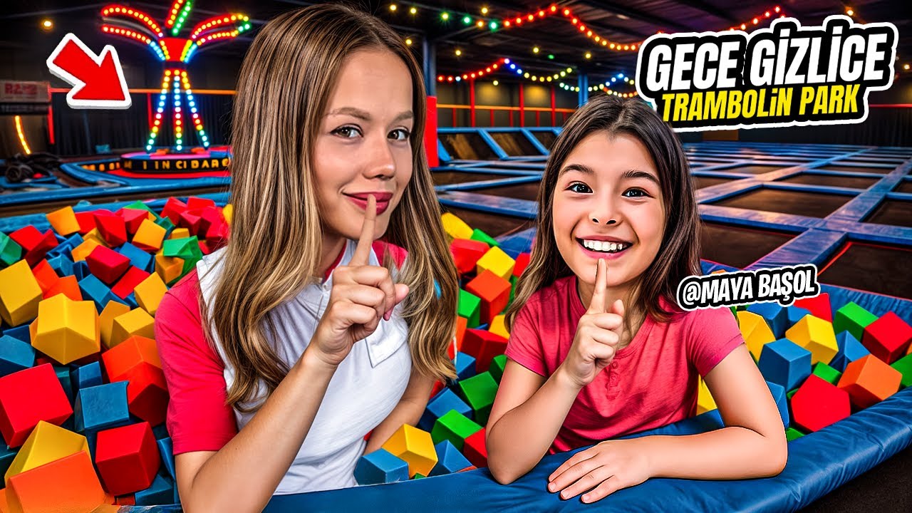 MAYA İLE GECE GİZLİCE TRAMBOLİN PARKTA KALDIK ! YAKALANIYORDUK !? | Gamze Karta