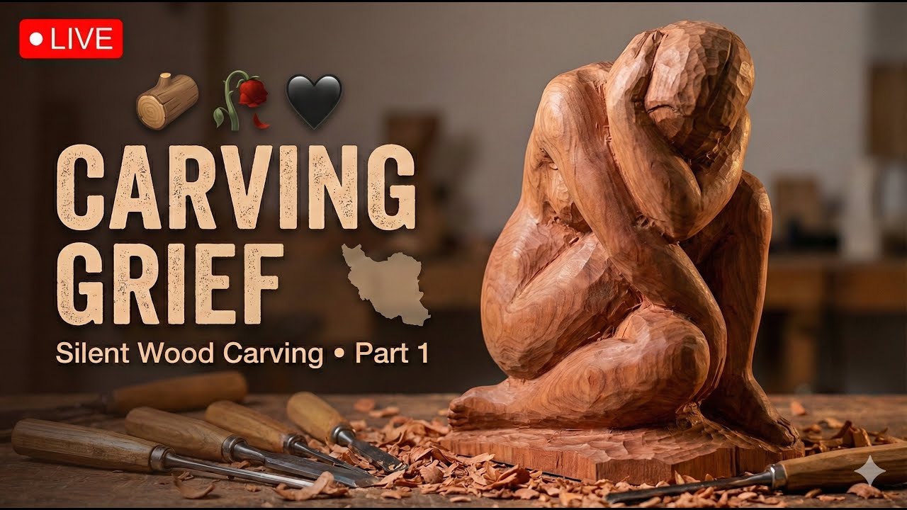 Carving Grief 🪵 🥀 🖤 😔 | Silent Wood Carving • Part 1