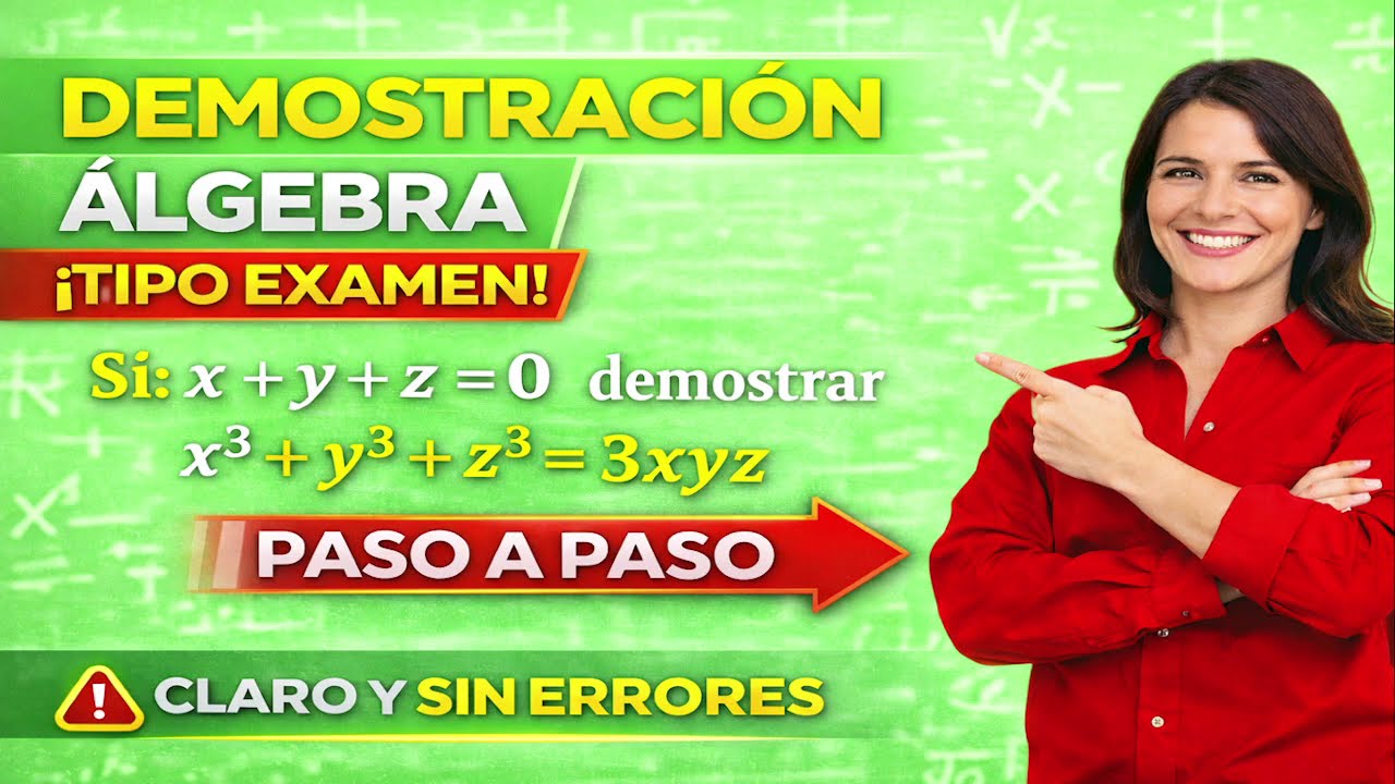 🚀 ¡DEMOSTRACIÓN IMPRESIONANTE! 🔥 Si x + y + z = 0 ⇒ x³ + y³ + z³ = 3xyz | Álgebra Tipo Examen