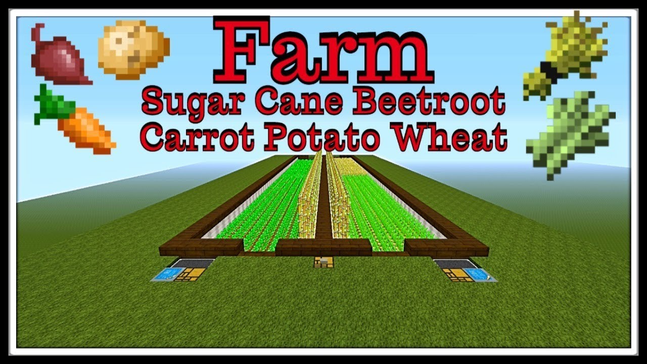 Minecraft Tutorial : V3 Farm Wheat, Carrot, Potato, etc. Survival Friendly