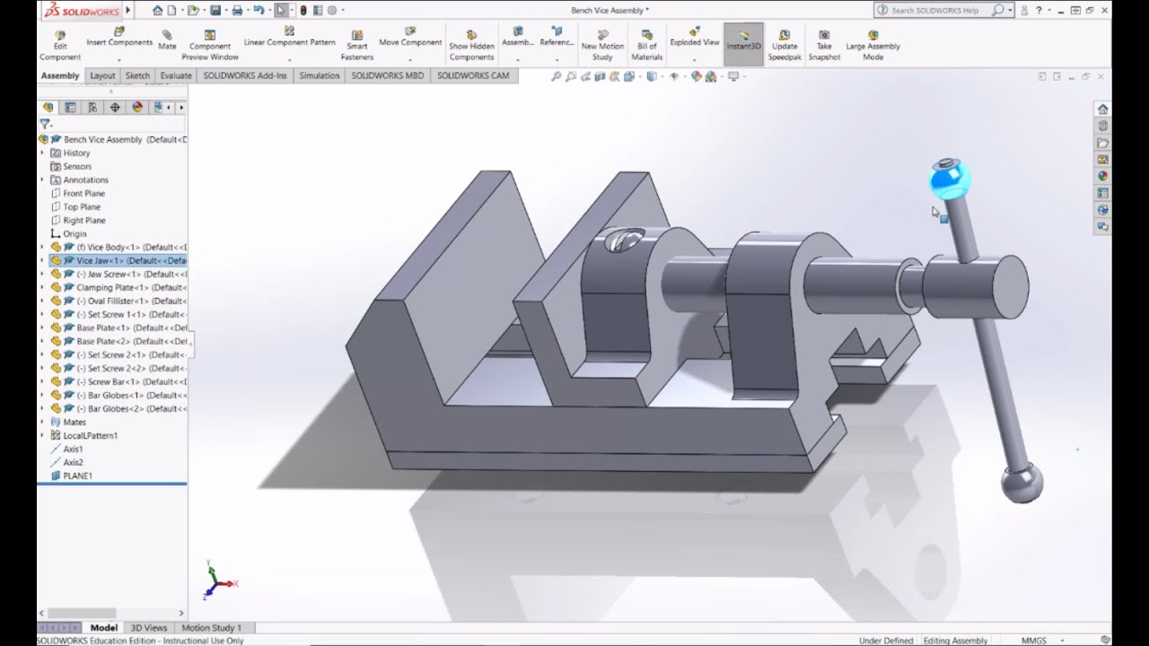 L17-5 Bench Vice Assembly | SolidWorks Assembly Serial Tutorial | SolidWorks