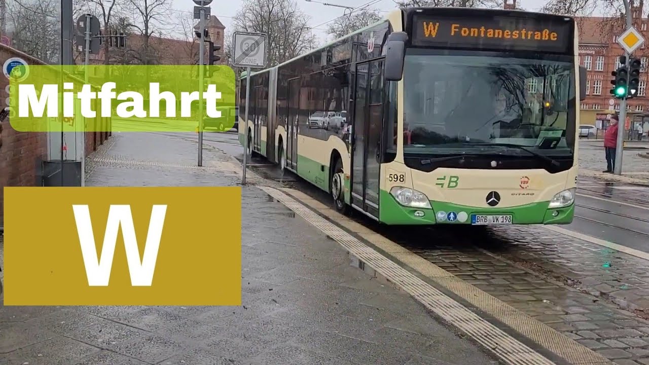 Mitfahrt im C2 auf der Buslinie W in Brandenburg (Havel) Nicolaiplatz - Fontanestraße