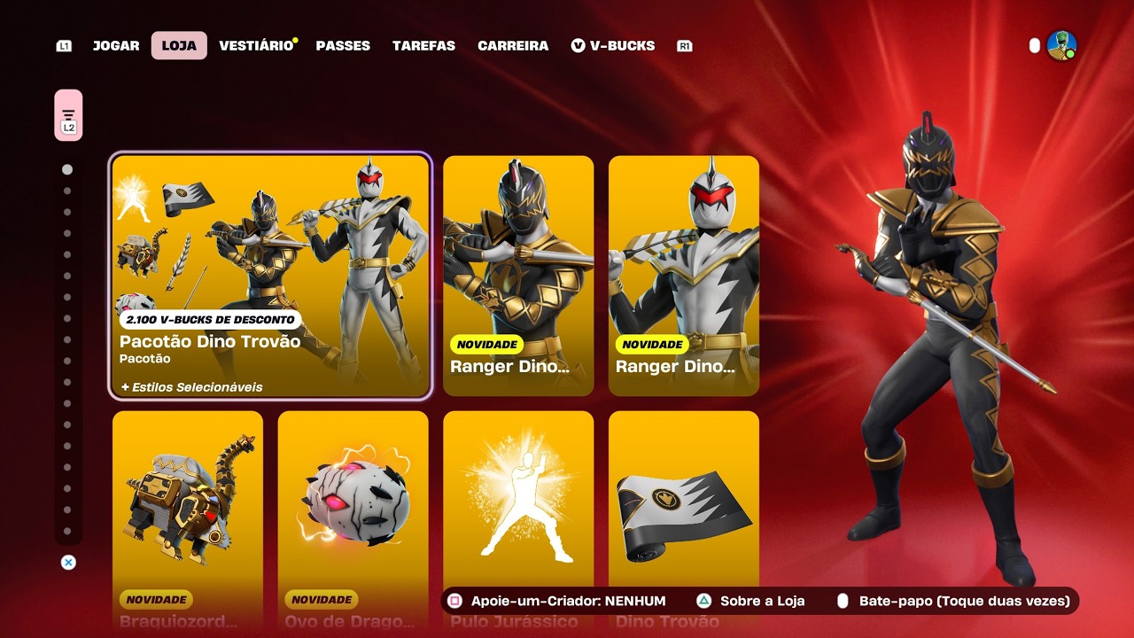 *NOVO PACOTÃO DINO TROVÃO, GESTO BOOM BOOM BASS E 2 NOVAS MÚSICAS!* - LOJA FORTNITE - 20/02/2026