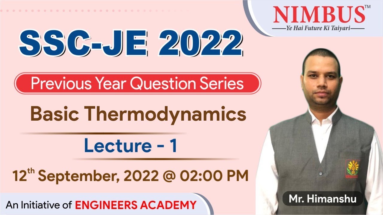 SSC-JE 2022 | Previous Year Question Series | Basic Thermodynamics | Mechanical Engineering | L-1