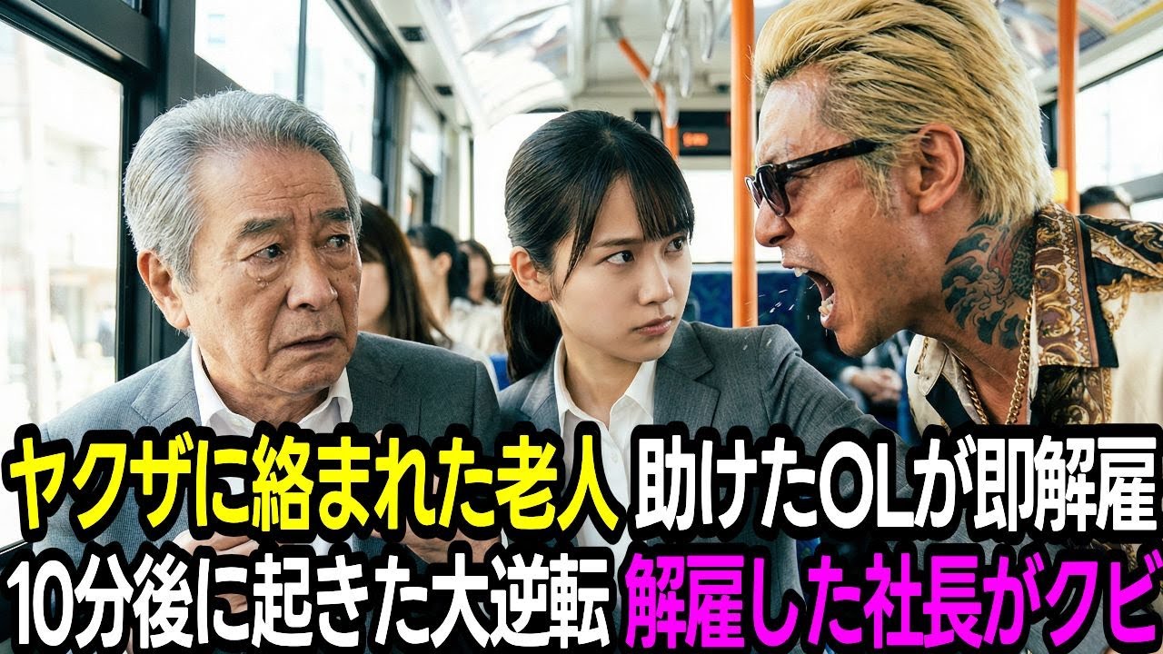 「邪魔だ爺さんｗ」バスでヤクザが怒鳴った老人の正体。助けた新人OLへの解雇通知が、「大物とは知らず」会社を激震させた裏事情【感動する話】【朗読】