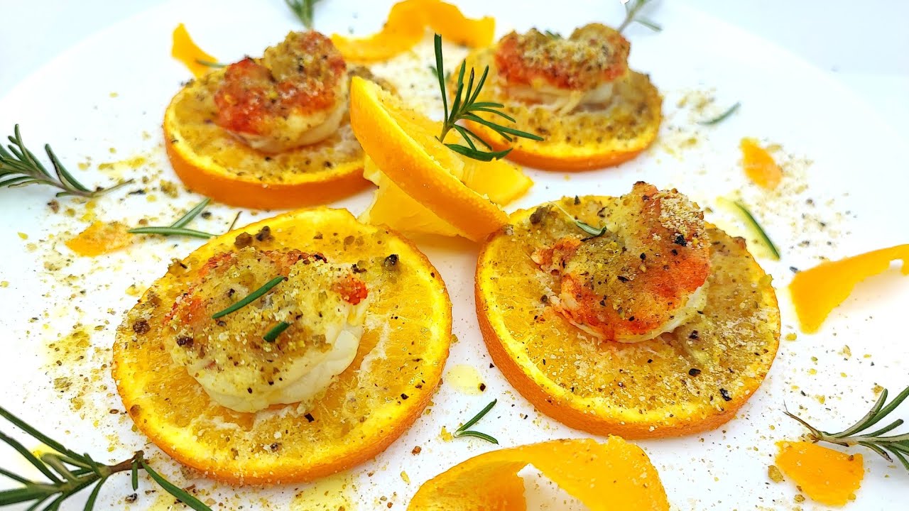 gamberi gratinati all' arancia