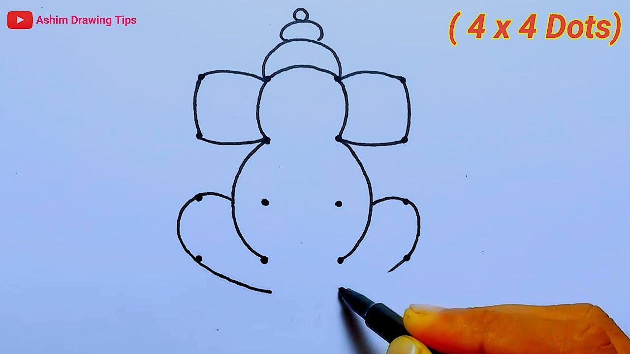 Lord ganesha drawing | 4x4 dots lord ganesh drawing | ganpati drawing | Lord ganesh drawing easy