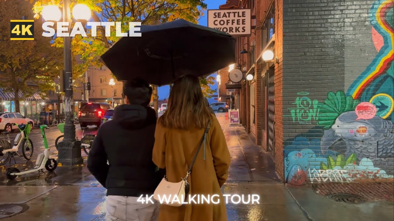 [4k] SEATTLE Walk during a heavy RAIN Storm