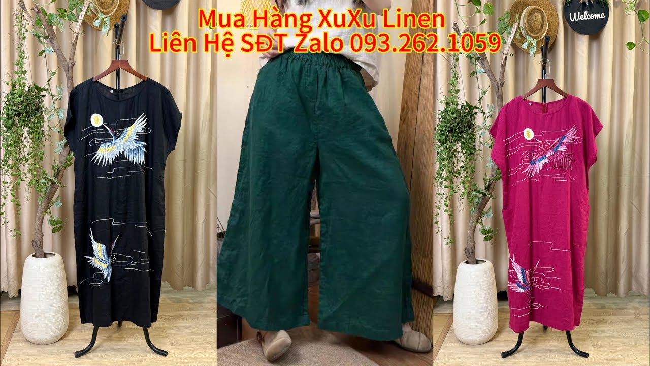 Trưa 1-02 Linen pháp mềm mại, áo thêu tay, shop chính chủ zalo chốt hàng 093.262.1059